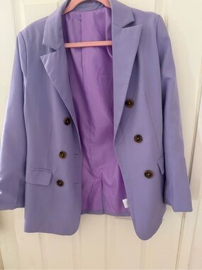 Lavender Double-Breasted Blazer with Lilac Lining
